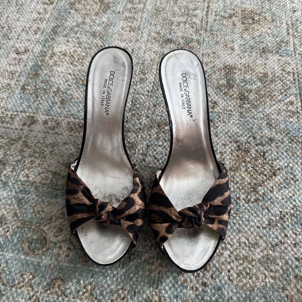 Dolce & Gabbana Black and Brown Leopard Sandals